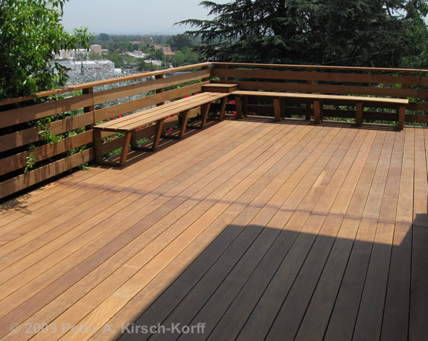 Modern Ironwood (Ipe) Wood Deck with Gate and Benches (A Deck ...