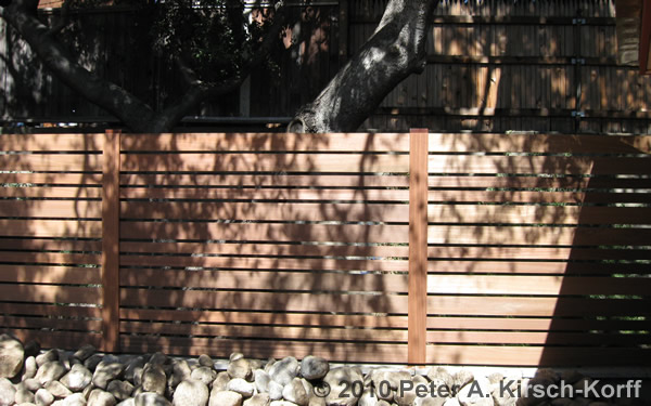 Horizontal redwood fence with removable access panel - Pasadena, La Canada, CA