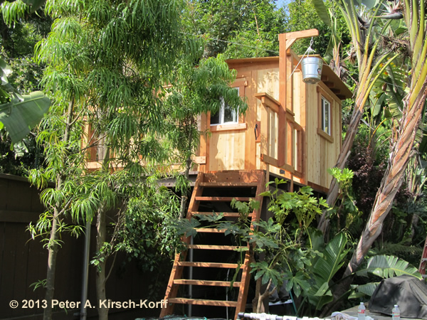 Free Standing Tall Platform Wood Treehouse Clubhouse with Zipline -  Brentwood, Pacific Palisades, CA