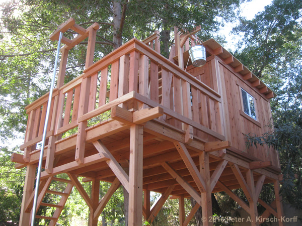 Greene & Greene Inspired Redwood Treehouse with Traditional Clubhouse, Fireman's Pole and Crow's Nest - Pasadena, CA