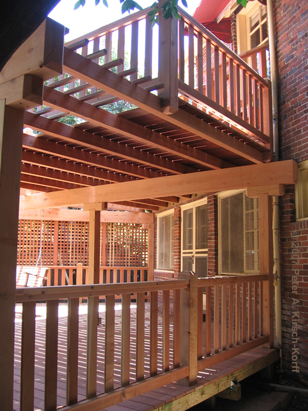 New Craftsman Wood Two Story Deck (side view) - Los Angeles, CA