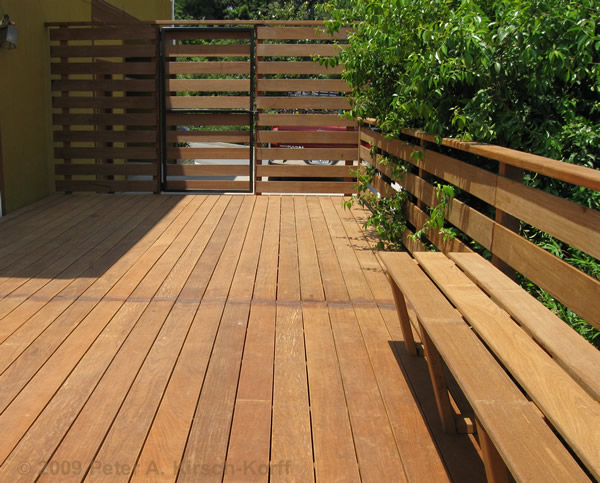 Modern Ironwood/Ipe Wood Deck with Built-in Benches- South Pasadena, CA