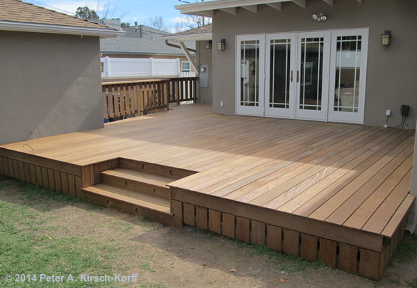 Contemporary Ipe Deck with recessed lights in stairs to back yard - Encino, CA