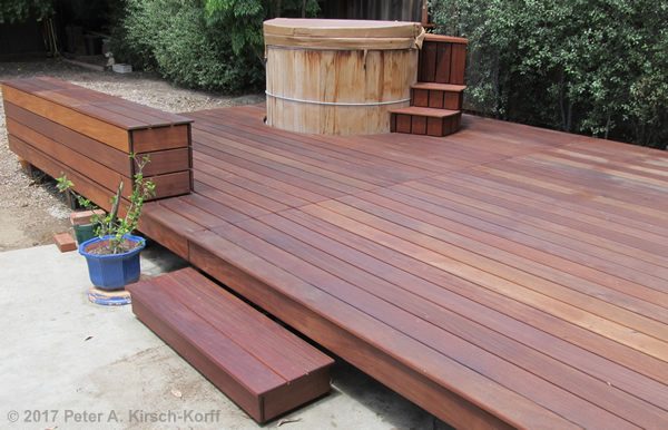Contemporary Ipe Deck with Hot Tub Surround with Stairs and Bench Seating / Storage - Mar Vista, CA