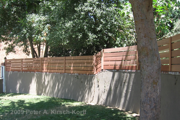 Modern Horizontal Wood Fence & Gate (wall terrain following detail) - Hollywood, CA