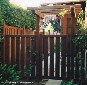 Craftsman Entry Gate and Fence with Arbor - South Pasadena, CA