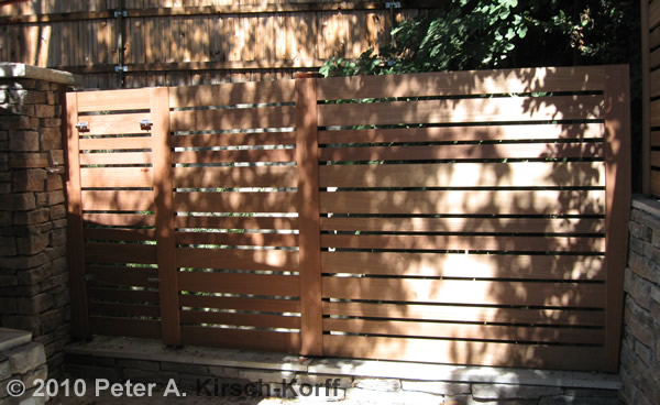 Redwood horizontal Style fence with removable access panel - Pasadena / La Canada, CA