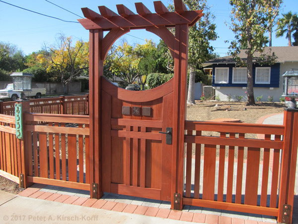 Photo of  Los Angeles Greene & Greene Inspired Redwood Arbored Front Entry Gate in Canoga Park, CA