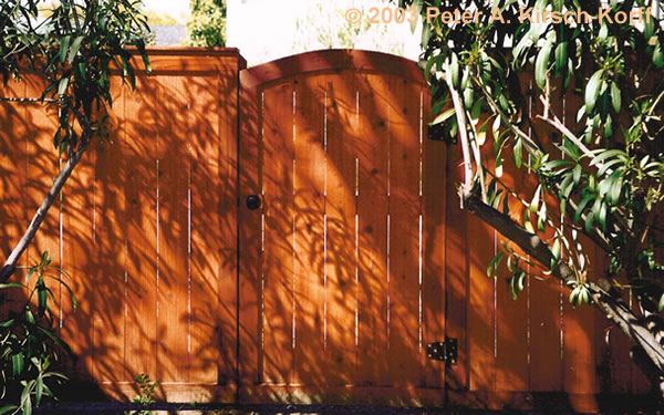 Mission Style Los Angeles Wood Fence with Arched Gates - South Pasadena, CA