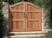 Mahogany Craftsman Side Gate with Carved Art - South Pasadena, California