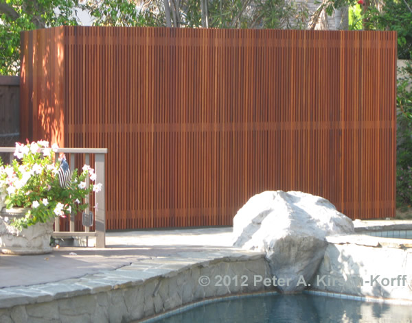 Poolside View of Custom Modern Style Pool Equipment Enclosure - Beverly Hills, CA