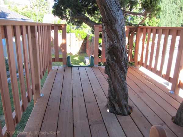 Redwood Elevated Play Tree Deck with tree cutouts - Glendale Hills, CA