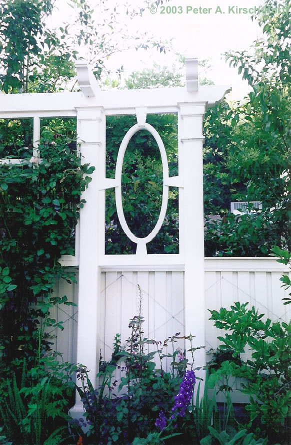 Close up of architectural trellis built in Pasadena (near La Canada Flintrdige), California